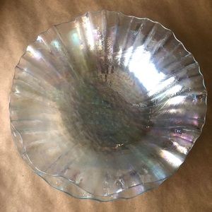 Handmade Iridescent Opal Glass Bowl and Plate Set
